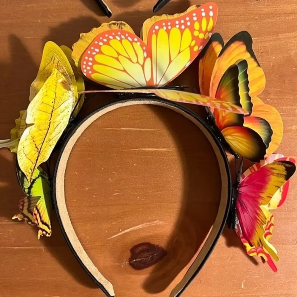 Butterfly headbands yellow and pink one size